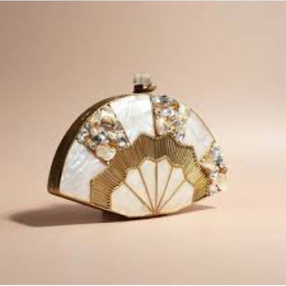 Elegant Shell Clutch with Gold Accents